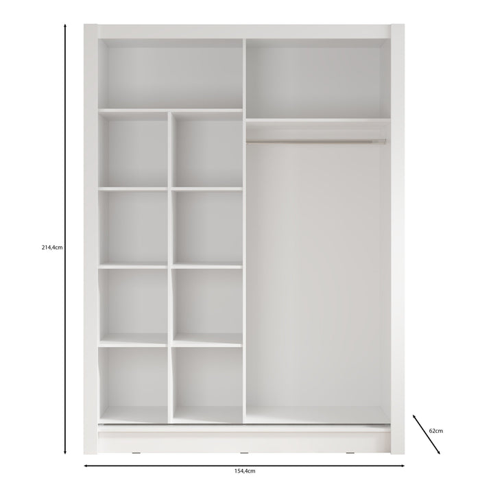 Meubella - Kledingkast Bazarre - Grijs - 155 cm - Met spiegel