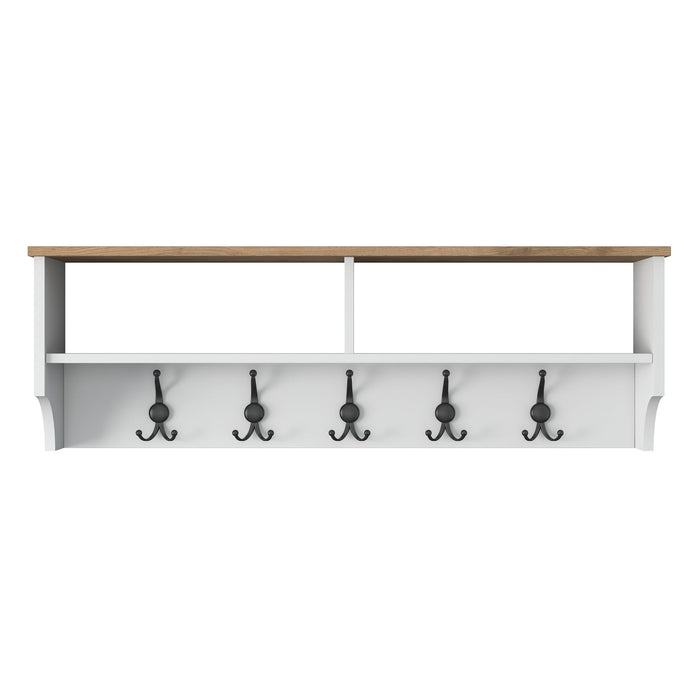 Giga Meubel - Wandkapstok Wit Hout - 5 Haken - 120cm - Pelitli