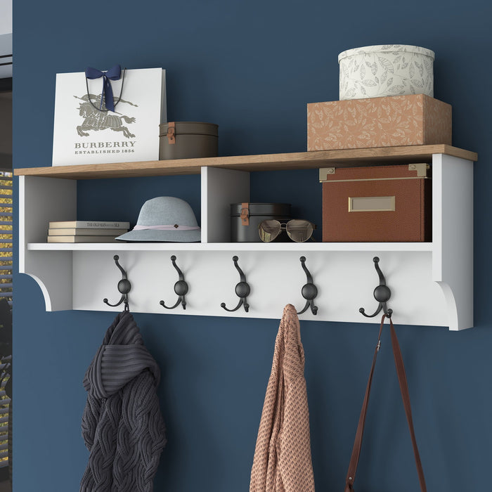 Giga Meubel - Wandkapstok Wit Hout - 5 Haken - 120cm - Pelitli