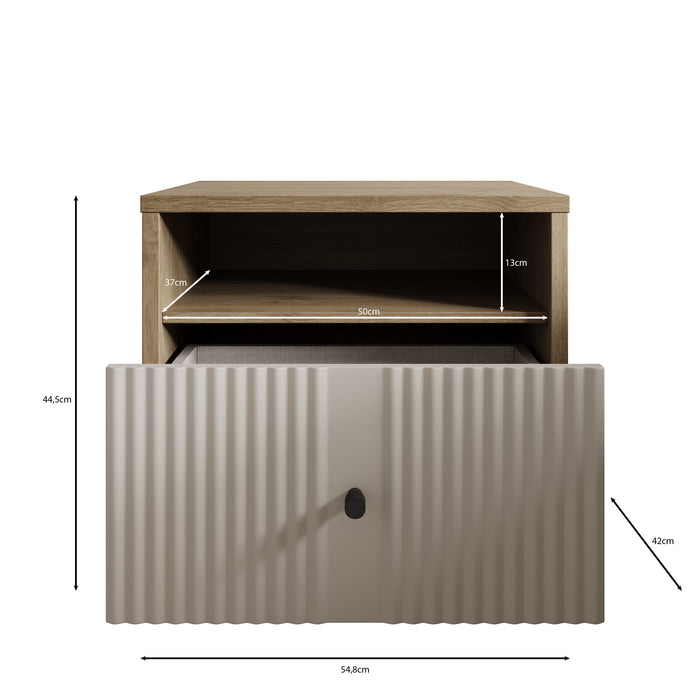 Meubella - Nachtkastje Riggs - Beige - 55 cm