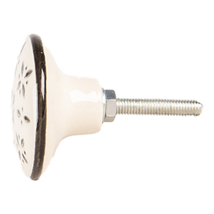 Clayre & Eef Deurknop Ø 4x3 cm Beige Keramiek