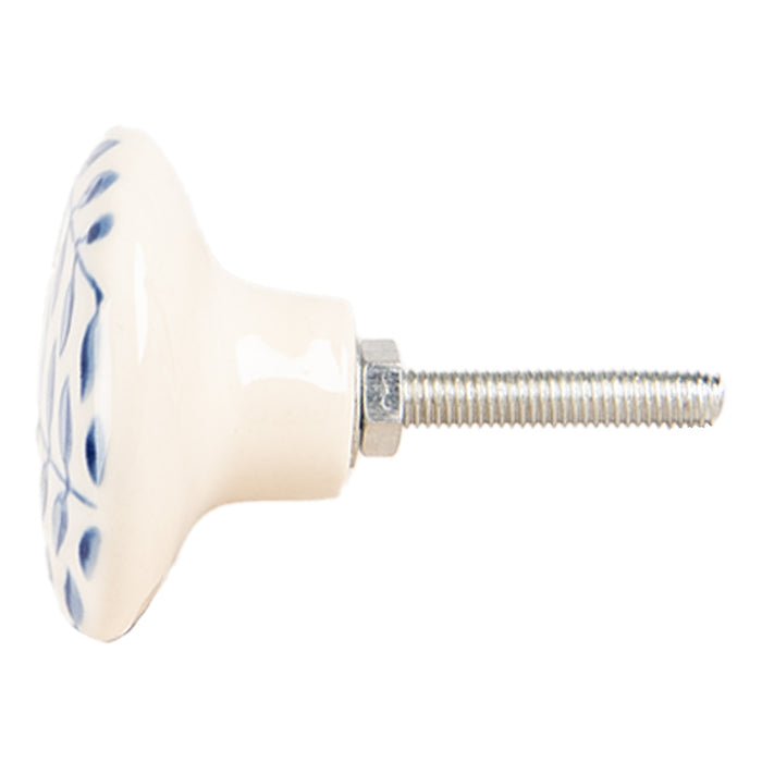 Clayre & Eef Deurknop Ø 4x3 cm Beige Blauw Keramiek