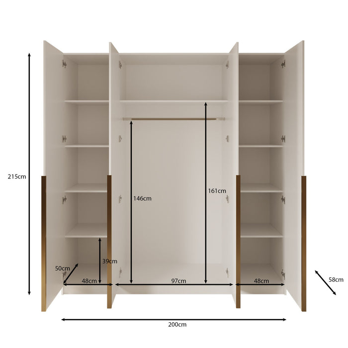 Meubella - Kledingkast Sabre - Beige - 200 cm