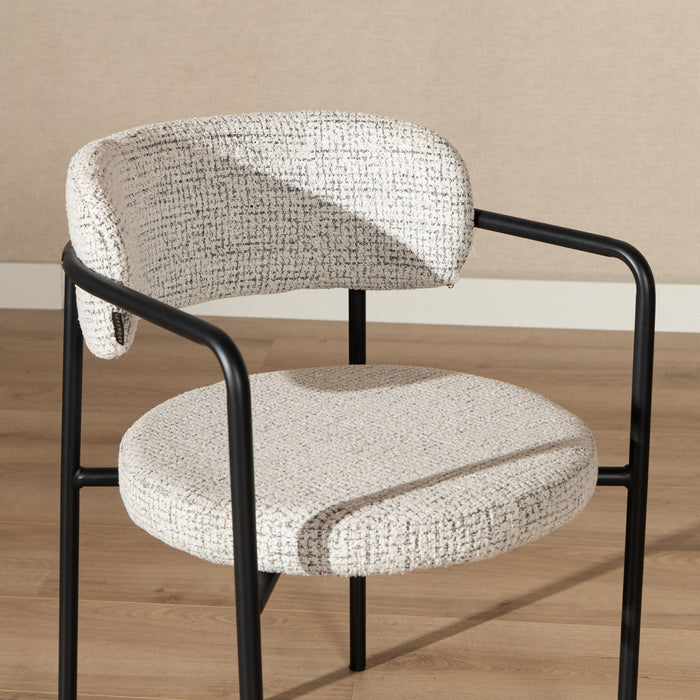 Bronx71 Eetkamerstoel Nicky gemêleerde stof off white|zwart