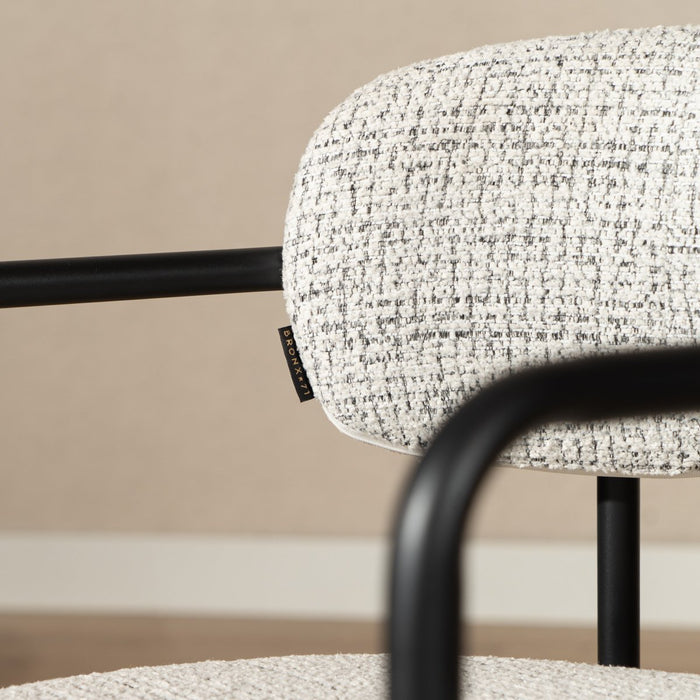 Bronx71 Eetkamerstoel Nicky gemêleerde stof off white|zwart