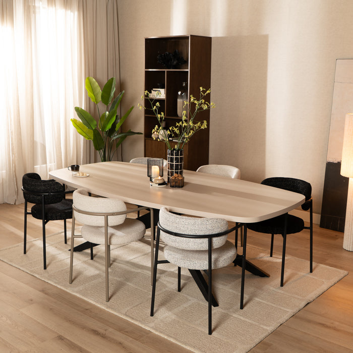 Bronx71 Eetkamerstoel Nicky gemêleerde stof beige