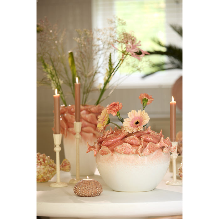 Light&living Vaas deco Ø40x27 cm FISH keramiek koraal+crème
