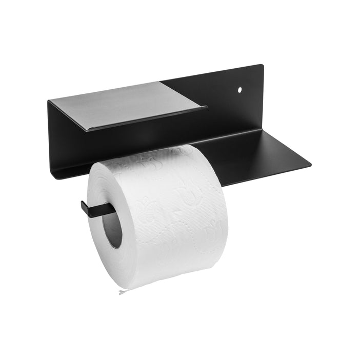 XIVADA Toiletrolhouder Fava - Met plankje - Boren - Rvs - Zwart