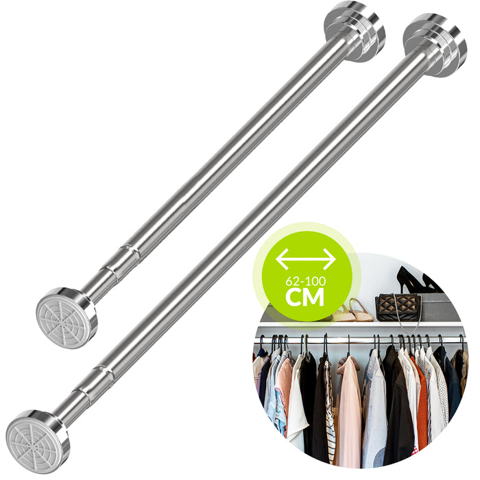 XIVADA Kledingstang Vigo - Zonder boren - Verstelbaar - Zilver