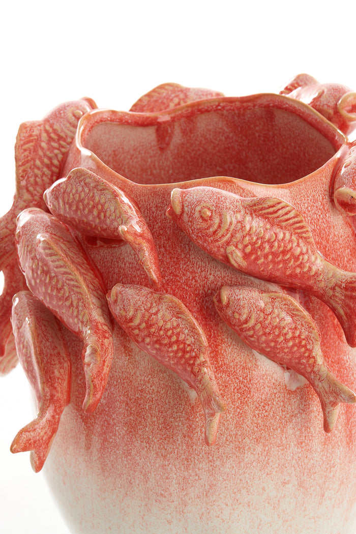 Light&living Vaas deco 29x28,5x27 cm FISH keramiek koraal+crème