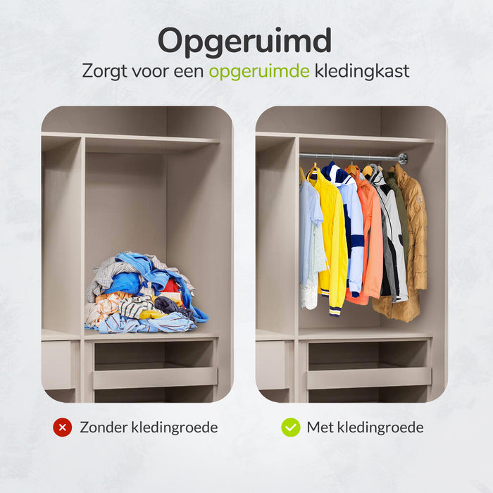 XIVADA Kledingstang Vigo - Zonder boren - Verstelbaar - Zilver