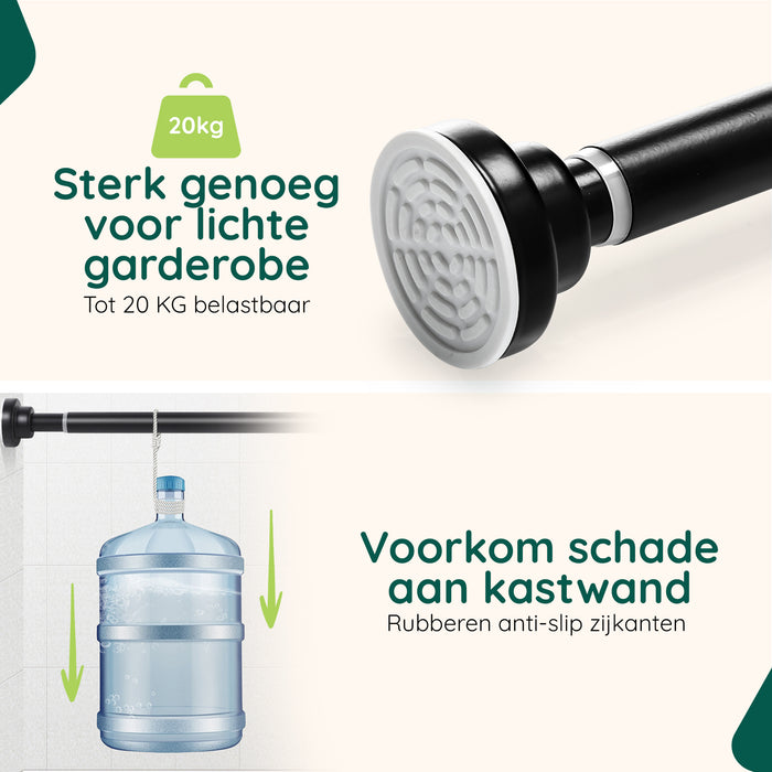 XIVADA Kledingstang Vigo - Zonder boren - Verstelbaar - Zwart