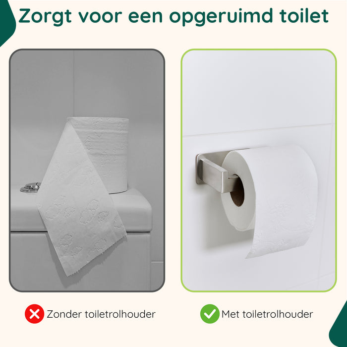 XIVADA WC rolhouder Luca - Zonder Boren - Rvs - Zelfklevend - Zilver