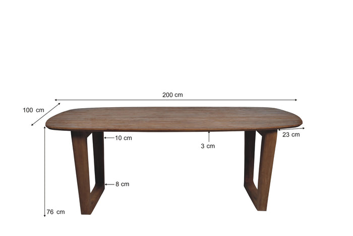 Livingfurn - Eetkamertafel Cortez - Bruin - Mangohout - 200 cm