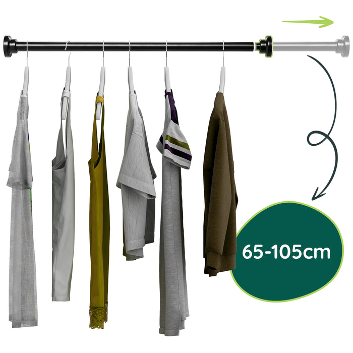 XIVADA Kledingstang Vigo - Zonder boren - Verstelbaar - Zwart