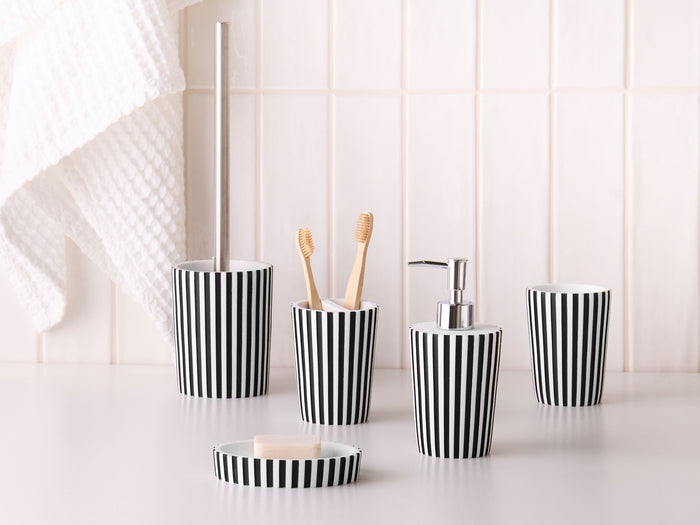 Beliani - LIRCAY - Badkameraccessoireset - Zwart|Wit - Polyresin