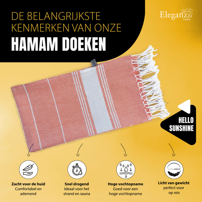 Eleganzzz Hamamdoek 90x180cm - orange