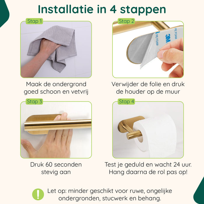 XIVADA Toiletrolhouder Nino - Rvs - Zelfklevend - Goud
