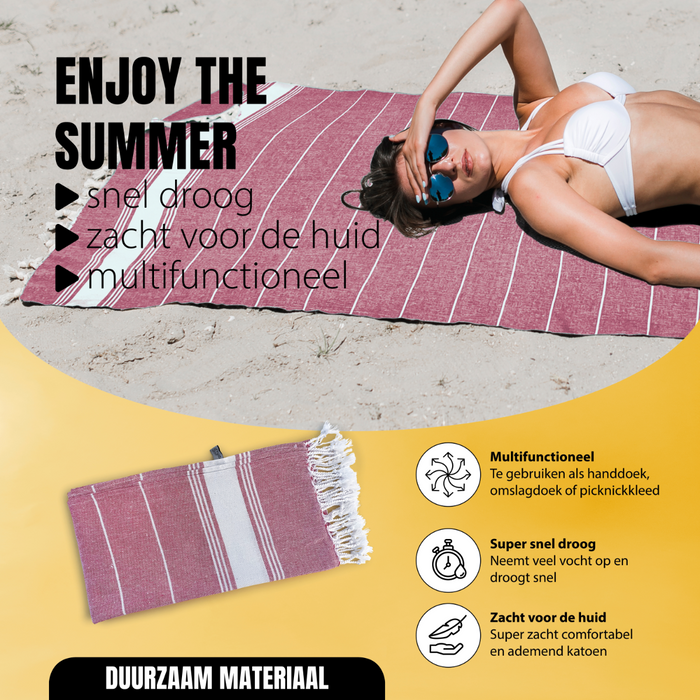 Eleganzzz Hamamdoek 90x180cm - red