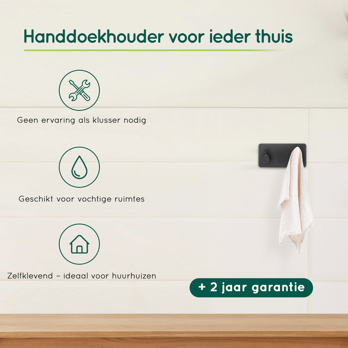 XIVADA Handdoekhaken Duo - Rvs - Plakstrip - Zwart - 2 in 1