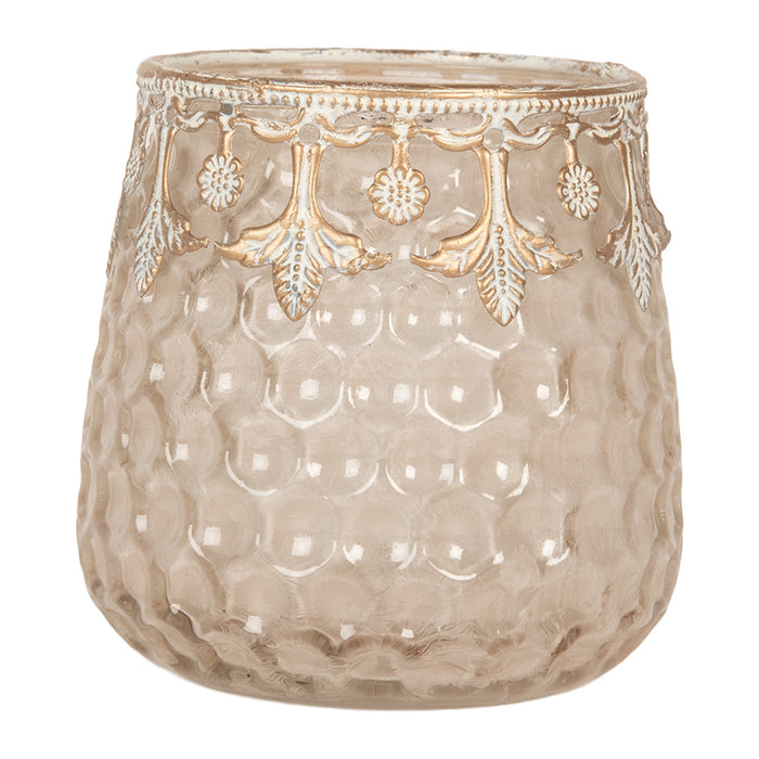 Clayre & Eef Waxinelichthouder Ø 10x10 cm Roze Glas