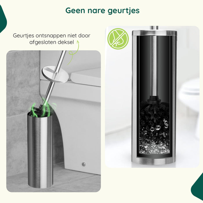 XIVADA Toiletborstelhouder Jara - Vrijstaand - Rvs - Zilver