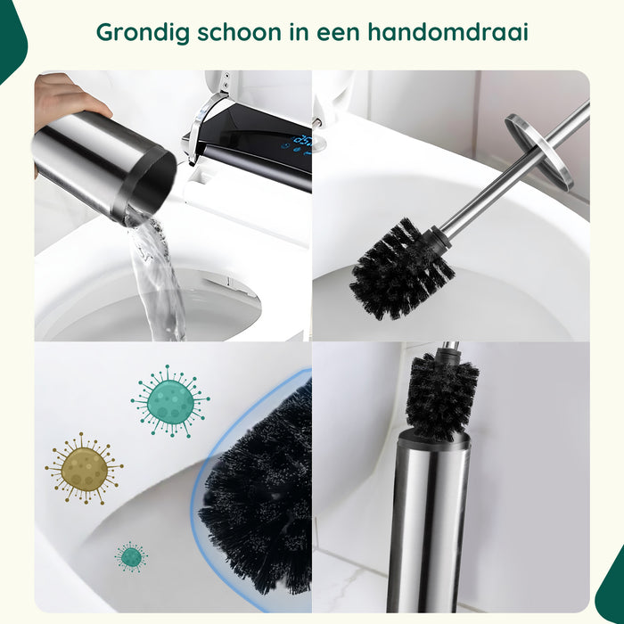 XIVADA Toiletborstelhouder Jara - Vrijstaand - Rvs - Zilver