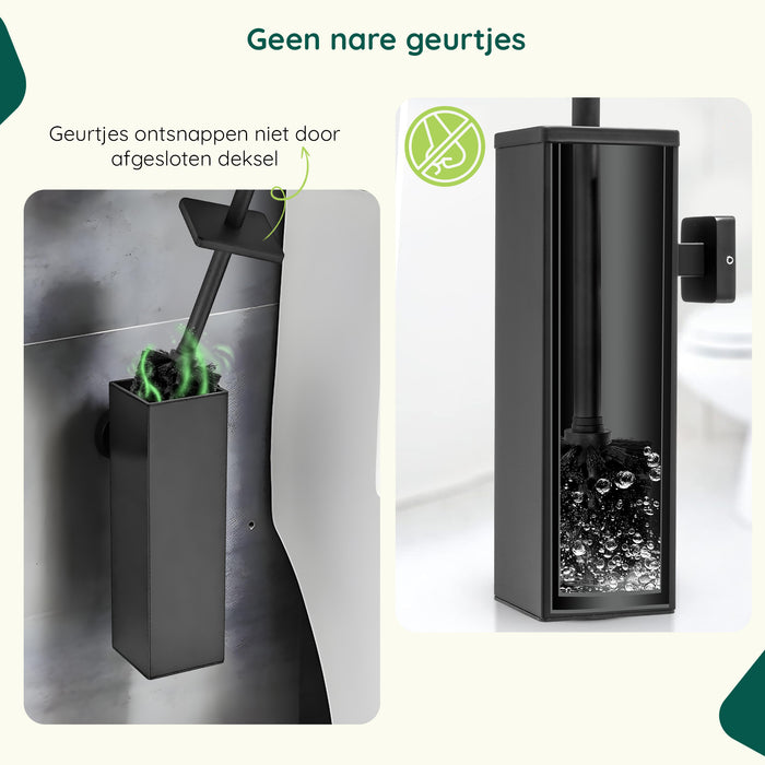 XIVADA Toiletborsterhouder Cira - Vierkant - Boren - Rvs - Zwart