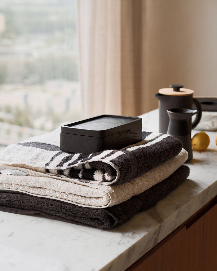 Pakketdeal: 3x Badlaken + 1x Hotelmat Ranger Off | Zwart | Katoen