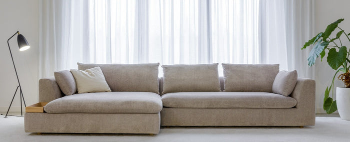 Sits Milou Lichtgrijs 3-zits Hoekbank met Tray Links