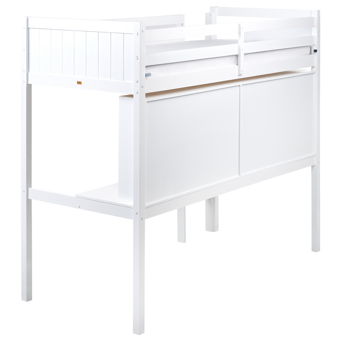 Beliani - FOUCAMONT - Hoogslaper - Wit - 90 x 200 cm - Dennenhout