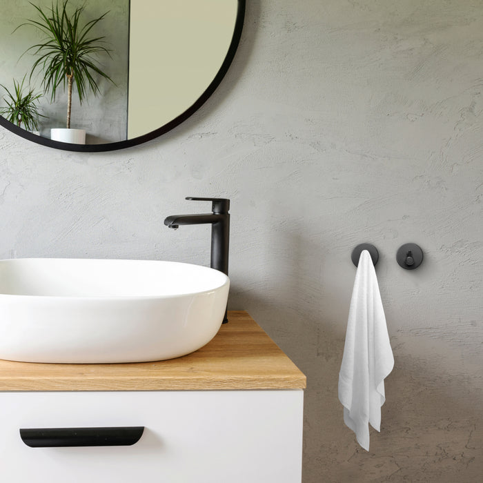 XIVADA Hannddoekhaakjes Roma - RVS - Zelfklevend - Zwart - Set van 2