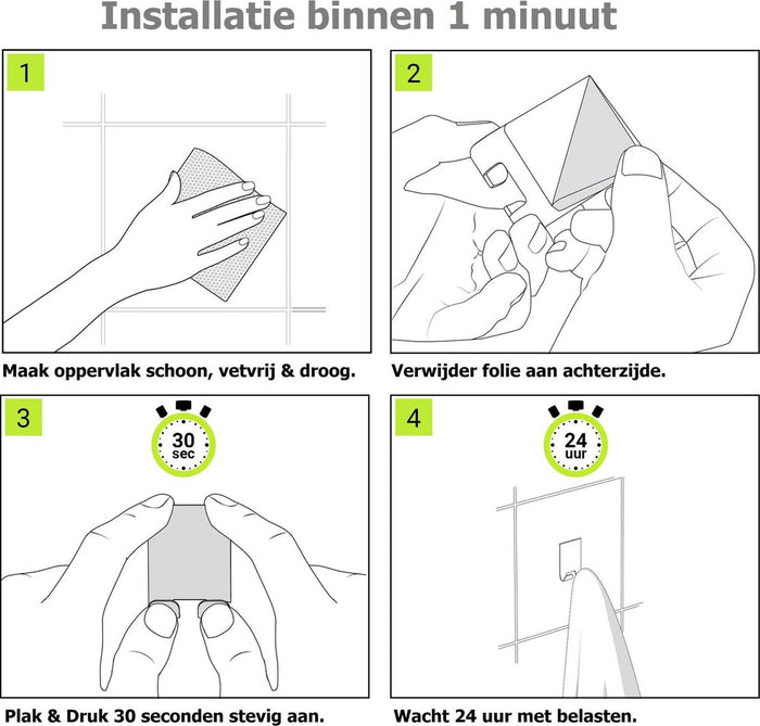 XIVADA Hannddoekhaakjes Roma - RVS - Zelfklevend - Zwart - Set van 2