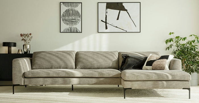 Sits Elton 3-Zits + Wide Chaise Lounge Grijs Beige Rechts|Links