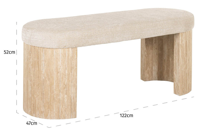 Richmond Interiors Gallice Natural Beige 120 cm Zitbank Travertijn