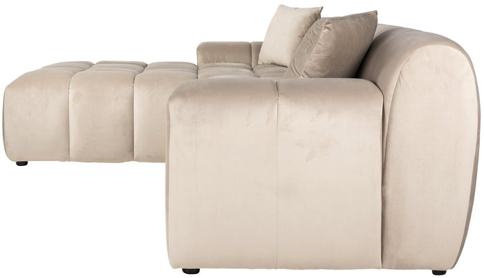 Richmond Interiors Cube 3-Zits Bank+Chaise Longue Links Khaki Velvet