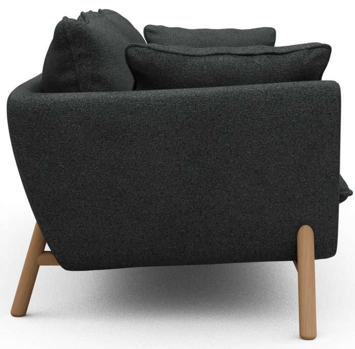 Kragelund Hasle 3-zits Bank Houtskool Zwart Bouclé | Eiken