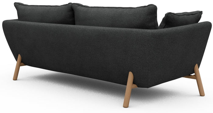 Kragelund Hasle 3-zits Bank Houtskool Zwart Bouclé | Eiken