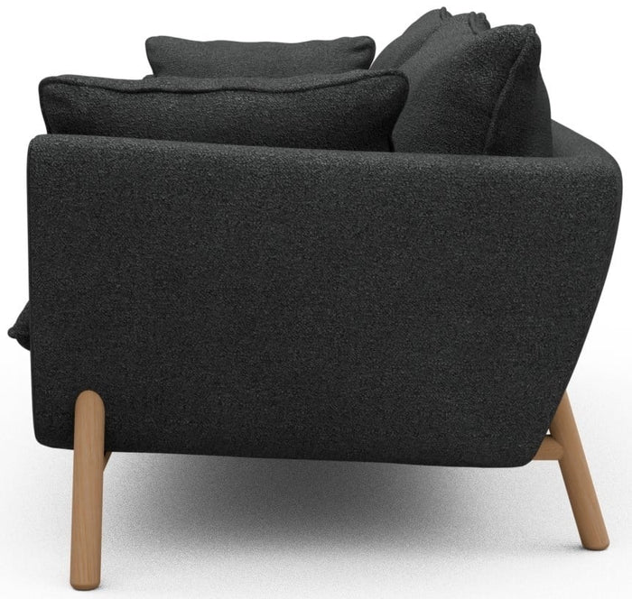 Kragelund Hasle 3-zits Bank Houtskool Zwart Bouclé | Eiken