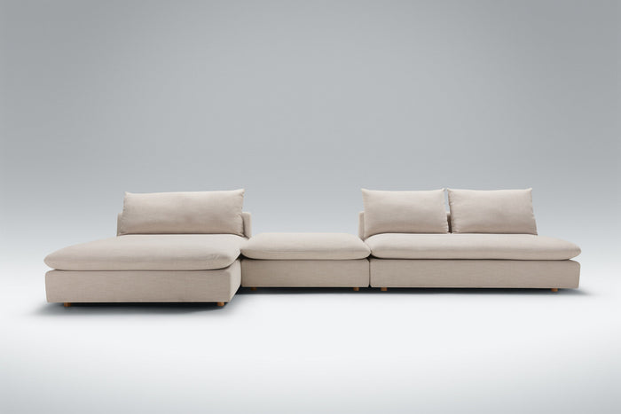 Sits Milou Natural 3-zits Open End Hoekbank met Voetstoel