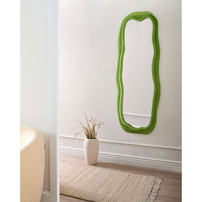 Beliani - BEAUNE - Wandspiegel - Groen - Fluweel|MDF