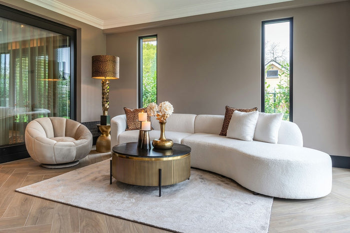 Richmond Interiors Grayson Bank met Ottoman Rechts Open Wit Furry