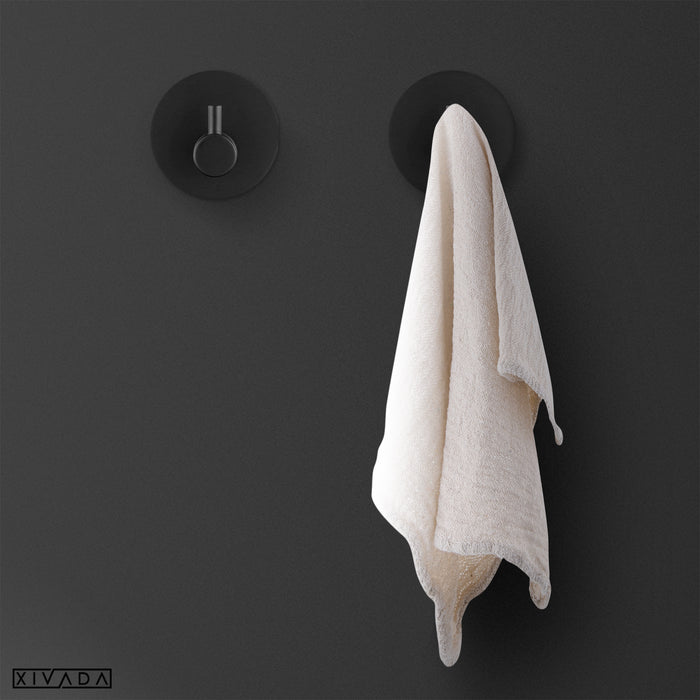 XIVADA Hannddoekhaakjes Roma - RVS - Zelfklevend - Zwart - Set van 2