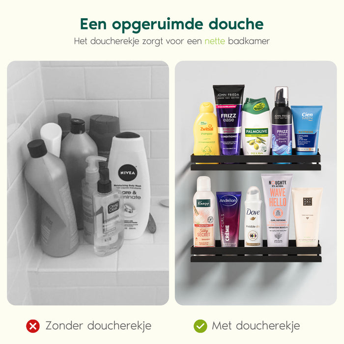 XIVADA Doucherek - Boren - 31 cm - Industrieel - Rvs - Zwart - 2 stuks