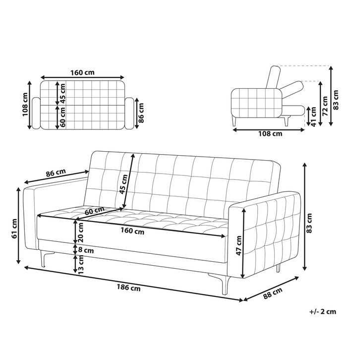 Beliani - ABERDEEN - Driezitsbank - Pastelroze - Fluweel