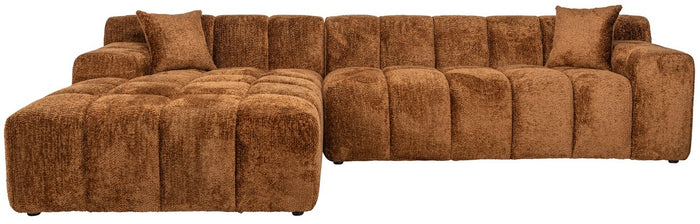 Richmond Interiors Cube 3-Zits Bank+Chaise Longue Links Lovely Kaneel