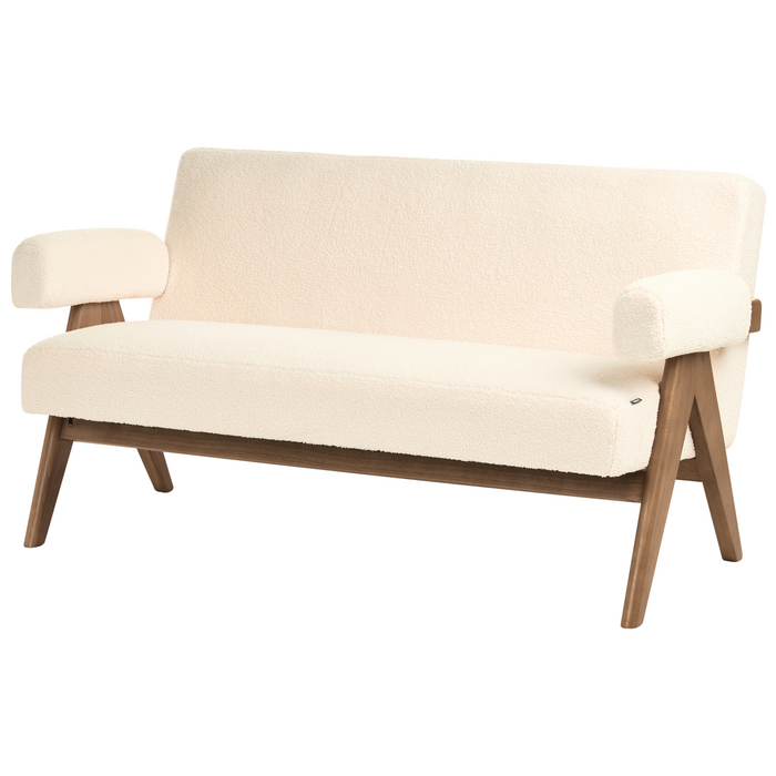 Beliani - TAMRE - Tweezitsbank - Gebroken wit|Donkerbruin - Bouclé