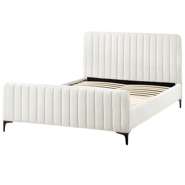 Beliani-LUNAN-Tweepersoonsbed-Gebroken wit-140 x 200 cm-Bouclé