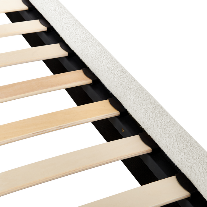 Beliani-LUNAN-Tweepersoonsbed-Gebroken wit-140 x 200 cm-Bouclé