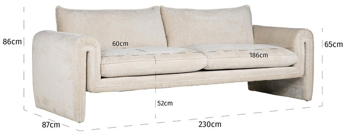 Richmond Interiors Sandro Wit Chenille 3-zits Bank